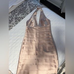 BCBG Max Champagne cocktail halter dress